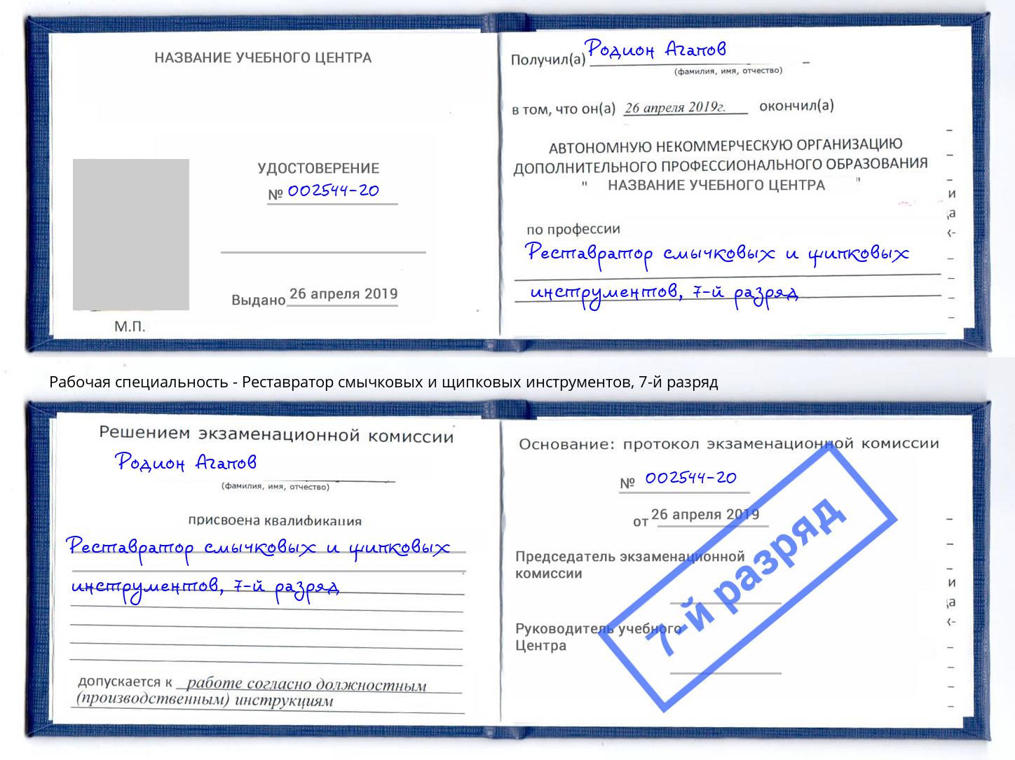 корочка 7-й разряд Реставратор смычковых и щипковых инструментов Канск